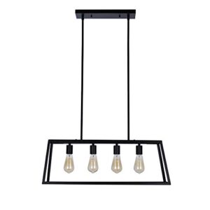 amazon brand – stone & beam industrial open rectangle frame chandelier pendant light, led bulbs included - 9.5 x 9.5 x 14.38 inch, matte black