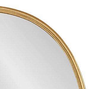 Kate and Laurel Caskill Decorative Mid-Century Modern Rounded Edged Rectangular Frame Wall Mirror in Gold Leaf, 24x35.5 Inches