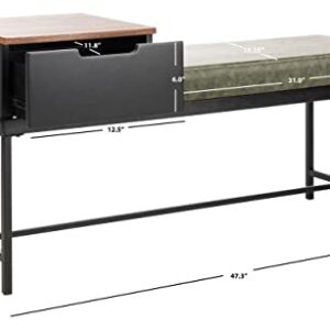 Safavieh Home Maruka 31-inch Grey Wash and Dark Green Faux Leather Bench with Storage