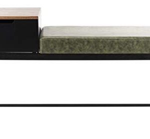 Safavieh Home Maruka 31-inch Grey Wash and Dark Green Faux Leather Bench with Storage