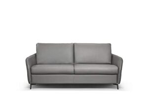 salottitalia dodo sleeper sofa, top grain italian leather, stainless steel mechanism (dark grey)