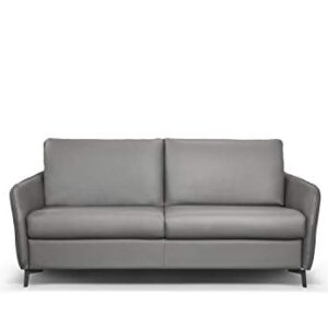 Salottitalia Dodo Sleeper Sofa, Top Grain Italian Leather, Stainless Steel Mechanism (Dark Grey)