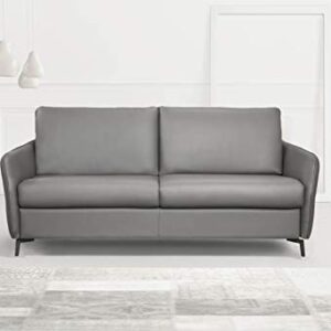 Salottitalia Dodo Sleeper Sofa, Top Grain Italian Leather, Stainless Steel Mechanism (Dark Grey)