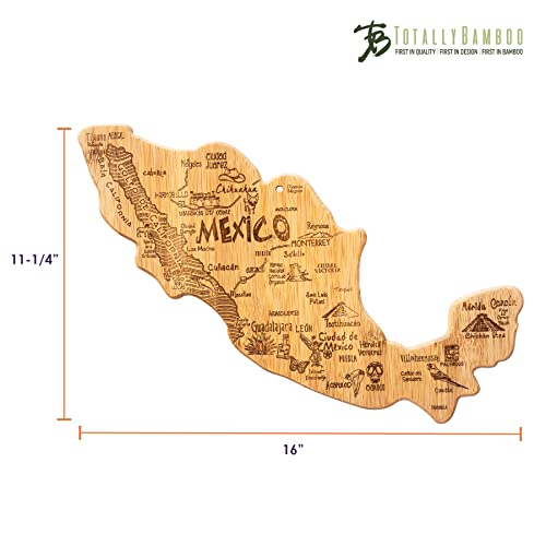 Totally Bamboo Destination Mexico Shaped Serving and Cutting Board, Includes Hang Tie for Wall Display