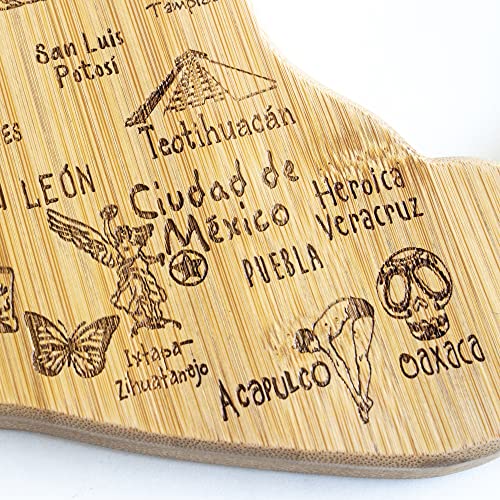 Totally Bamboo Destination Mexico Shaped Serving and Cutting Board, Includes Hang Tie for Wall Display