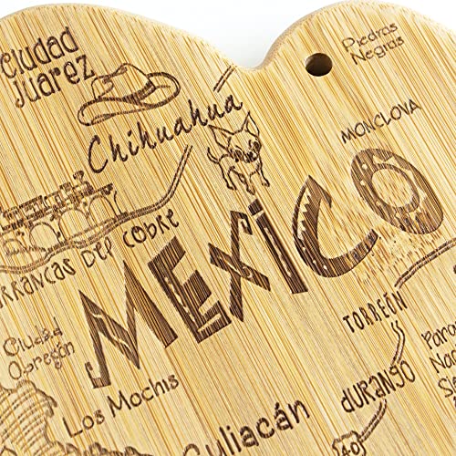 Totally Bamboo Destination Mexico Shaped Serving and Cutting Board, Includes Hang Tie for Wall Display