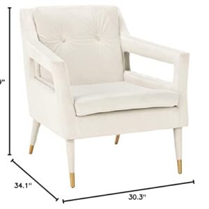 Safavieh Home Mara Retro Glam Silver Velvet and Gold Tufted Accent Chair