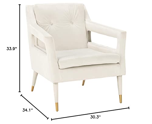 Safavieh Home Mara Retro Glam Silver Velvet and Gold Tufted Accent Chair