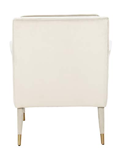 Safavieh Home Mara Retro Glam Silver Velvet and Gold Tufted Accent Chair