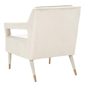 Safavieh Home Mara Retro Glam Silver Velvet and Gold Tufted Accent Chair