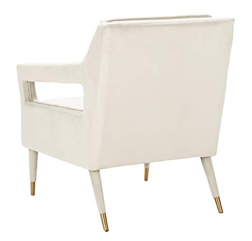 Safavieh Home Mara Retro Glam Silver Velvet and Gold Tufted Accent Chair