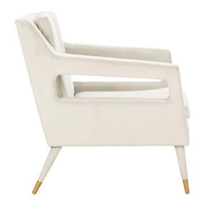 Safavieh Home Mara Retro Glam Silver Velvet and Gold Tufted Accent Chair