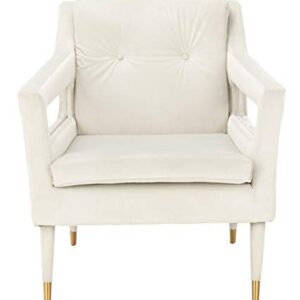 Safavieh Home Mara Retro Glam Silver Velvet and Gold Tufted Accent Chair