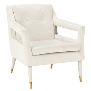 Safavieh Home Mara Retro Glam Silver Velvet and Gold Tufted Accent Chair