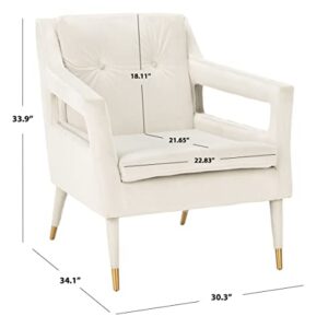 Safavieh Home Mara Retro Glam Silver Velvet and Gold Tufted Accent Chair