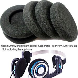 6pcs 2inch Earphone Sponge Foam Pads Cushions for Koss Porta Pro PP PX100 for Sony Sennheisers Philips Panasonic RP-HT21 AKG Headphones 50mm Foam Ear Pads