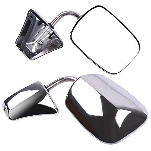 ECCPP Towing Mirror Replacement fit 1973-1991 For Chevy/For Chevy For GMC Jimmy Suburban C10 20 30/C/K1500 2500 3500/K15 25 35 Manual Stainless Mount Folding Chrome Side Mirror Plastic