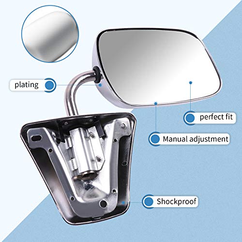 ECCPP Towing Mirror Replacement fit 1973-1991 For Chevy/For Chevy For GMC Jimmy Suburban C10 20 30/C/K1500 2500 3500/K15 25 35 Manual Stainless Mount Folding Chrome Side Mirror Plastic