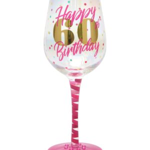 Top Shelf Decorative 60th Birthday Wine Glass, For Red or White Wine, Unique Gift Idea