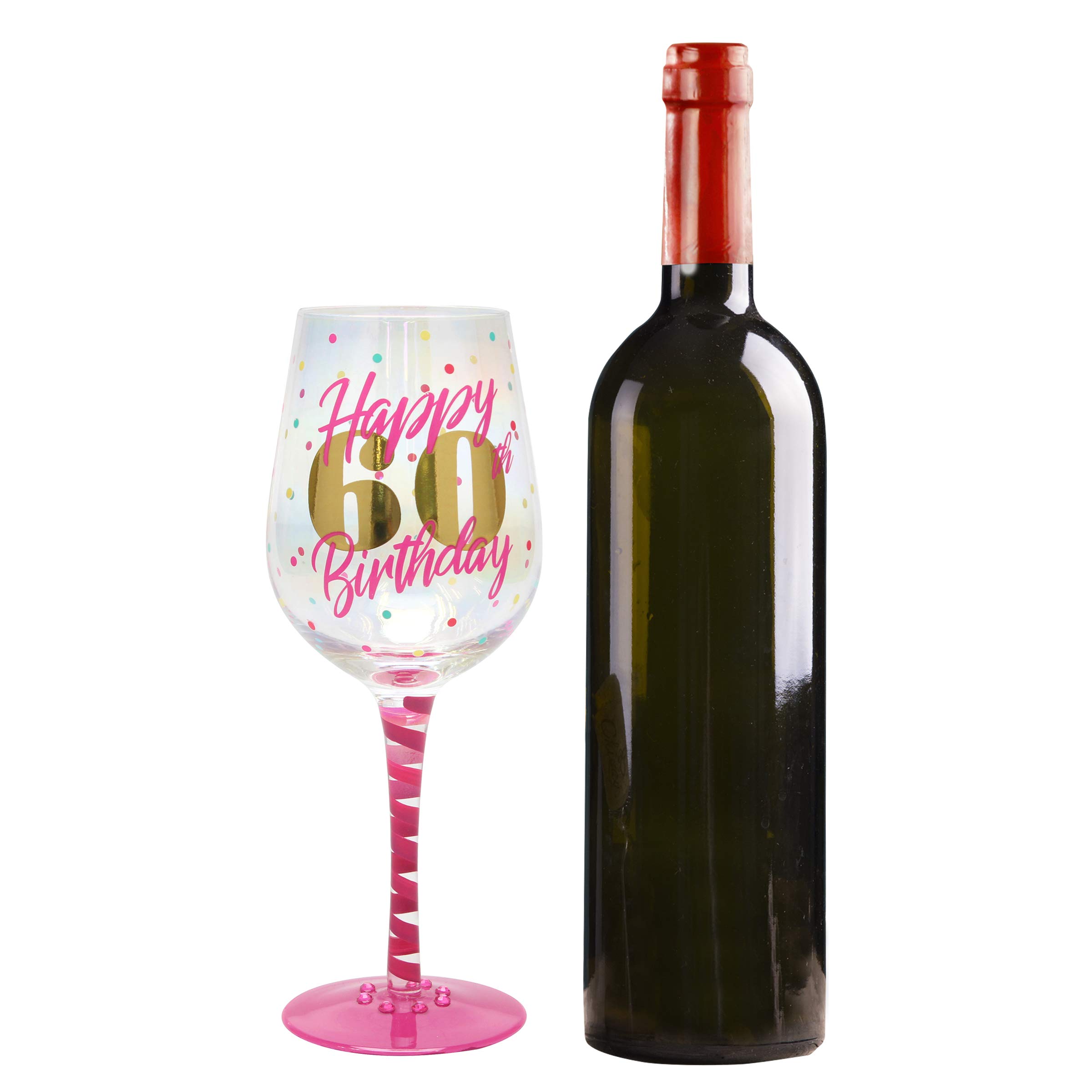 Top Shelf Decorative 60th Birthday Wine Glass, For Red or White Wine, Unique Gift Idea