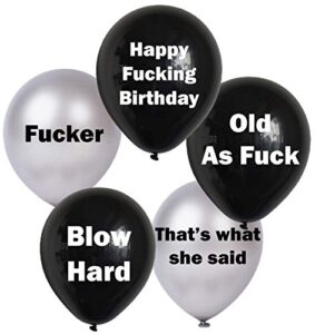 30 pc funny adult birthday balloons | gag gift for a man birthday~ designed by ballbusters, a usa company (30 black & silver balloons)
