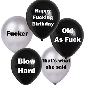 30 pc Funny Adult Birthday Balloons | Gag Gift for a Man Birthday~ Designed by BallBusters, a USA company (30 Black & Silver Balloons)