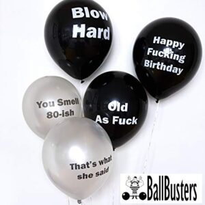 30 pc Funny Adult Birthday Balloons | Gag Gift for a Man Birthday~ Designed by BallBusters, a USA company (30 Black & Silver Balloons)