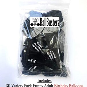 30 pc Funny Adult Birthday Balloons | Gag Gift for a Man Birthday~ Designed by BallBusters, a USA company (30 Black & Silver Balloons)