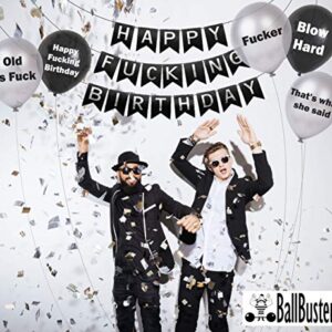 30 pc Funny Adult Birthday Balloons | Gag Gift for a Man Birthday~ Designed by BallBusters, a USA company (30 Black & Silver Balloons)