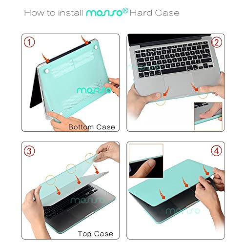 MOSISO Case Only Compatible with MacBook Pro Retina 13 inch (Models: A1502 & A1425) (Older Version Release 2015 - end 2012), Plastic Peony Hard Shell Case&Keyboard Cover&Screen Protector, Black