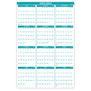 wall calendar with julian date, july 2023 - june 2024 yearly, one page for organizing, premium thick paper, vertical, gift pocket, 34.8" x 22.8" (open)