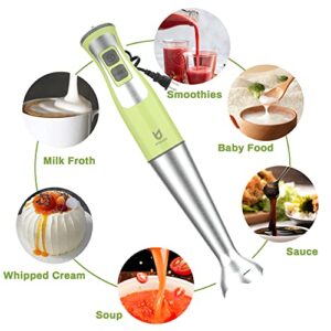 Immersion Hand Blender, UTALENT 3-in-1 8-Speed Stick Blender with Milk Frother, Egg Whisk for Coffee Milk Foam, Puree Baby Food, Smoothies, Sauces and Soups - Green