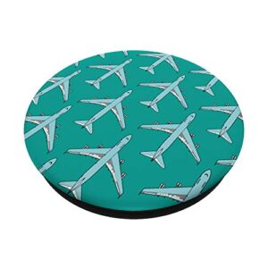 Airplane Pattern Passenger Plane Pilot Christmas Gift PopSockets Grip and Stand for Phones and Tablets