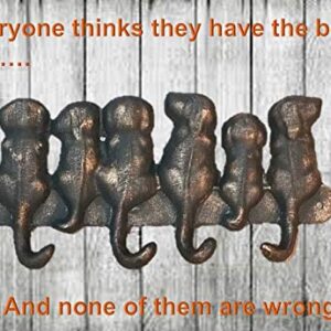 Cast Iron Dog Key Holder for Wall/Dog Key Hook/Rack. Perfect for Dog leashes, Keys, Coats, Bags, Towels, Scarfs & More. Decorative Dog Tail Hanger. (Antique Copper Finish)