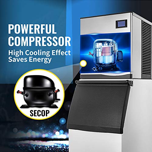 VEVOR 110V Commercial Ice Maker 550LBS/24H, 350LBS Large Storage Bin, ETL Approved, Clear Cube, Advanced LCD Panel, SECOP Compressor, Air Cooled, Quiet Operation, Include Scoop & Premium Water Filter