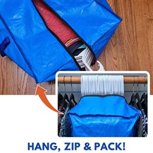 Jumbo Heavy-Duty Moving Bags, Clothing Storage Bags with Sturdy Zipper - Better than Moving Boxes - Perfect Clothes Storage Bins, Moving Supplies, Extra Large Tote Bag for Packing Supplies (4-Pack)