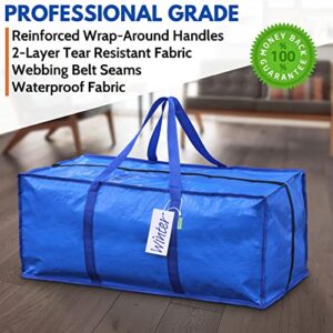 Jumbo Heavy-Duty Moving Bags, Clothing Storage Bags with Sturdy Zipper - Better than Moving Boxes - Perfect Clothes Storage Bins, Moving Supplies, Extra Large Tote Bag for Packing Supplies (4-Pack)