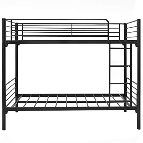 JURMERRY Bunk Bed Frame Twin Over Twin with Ladder Heavy Duty Metal Bed Frame,Black