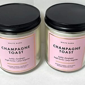 Set of 2 Bath and Body Works White Barn Champagne Toast Single Wick Candle 7 Ounce each