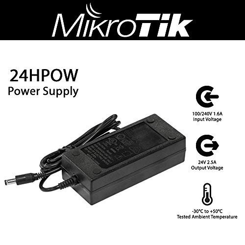 Mikrotik 24HPOW Mikrotik High Power Supply 24V 38 watt Routerboards, (1.6 amp) Supports All Routerboards Heavy Duty Switching Power Supply with 2.1mm DC Plug