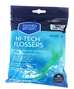berkley jensen mint hi-tech mint flavor flossers floss with fold-away pick protector, 90 ct.