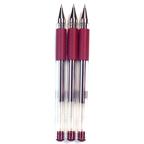 Uni Signo Gel Ballpoint Pen, Extra Fine 0.38mm, Bordeaux Black (UM151.60), 3 pens per Pack