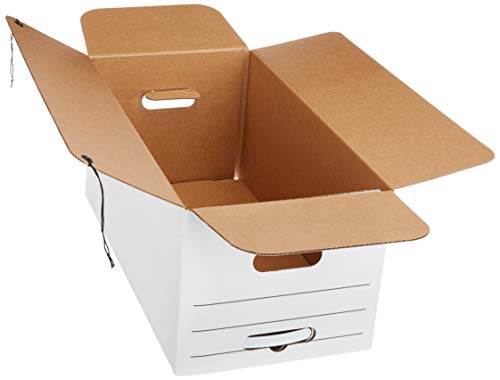 Amazon Basics Medium Duty Storage Filing Boxes with String & Button Closure - Pack of 12, Letter Size