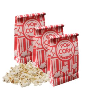keriqi popcorn bags, 2 oz flat bottom paper popcorn bags for family movie night baseball themed carnival christmas birthday party 100 pcs