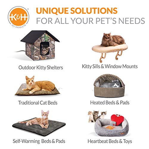 K&H PET PRODUCTS Thermo-Kitty Sleephouse Cat Cave - Heated Tan/Leopard 12 X 17 Inches