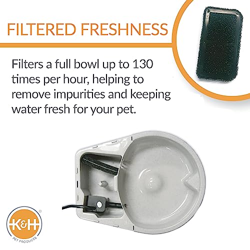 K&H Pet Products CleanFlow Filtered Water Bowl for Medium and Large Dogs, Pet Drinking Water Fountain, Dog Water Dispenser, Granite Medium 1.4 Gallon & 1 Gallon Reservoir