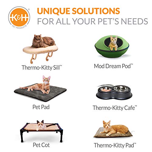 K&H Pet Products Thermo-Kitty Café Outdoor Heated Cat Bowl - No More Frozen Food or Water