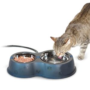 k&h pet products thermo-kitty café outdoor heated cat bowl - no more frozen food or water
