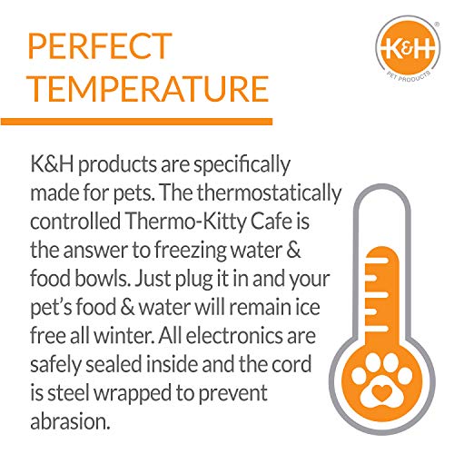 K&H Pet Products Thermo-Kitty Café Outdoor Heated Cat Bowl - No More Frozen Food or Water