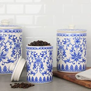 10 Strawberry Street Kitchen Canister, 3 Piece Set, Chinoiserie Blue